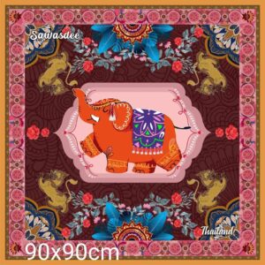 Home ผ้าพัน ช้างส้ม – orange elephant ขนาด 90 × 90 ซม.