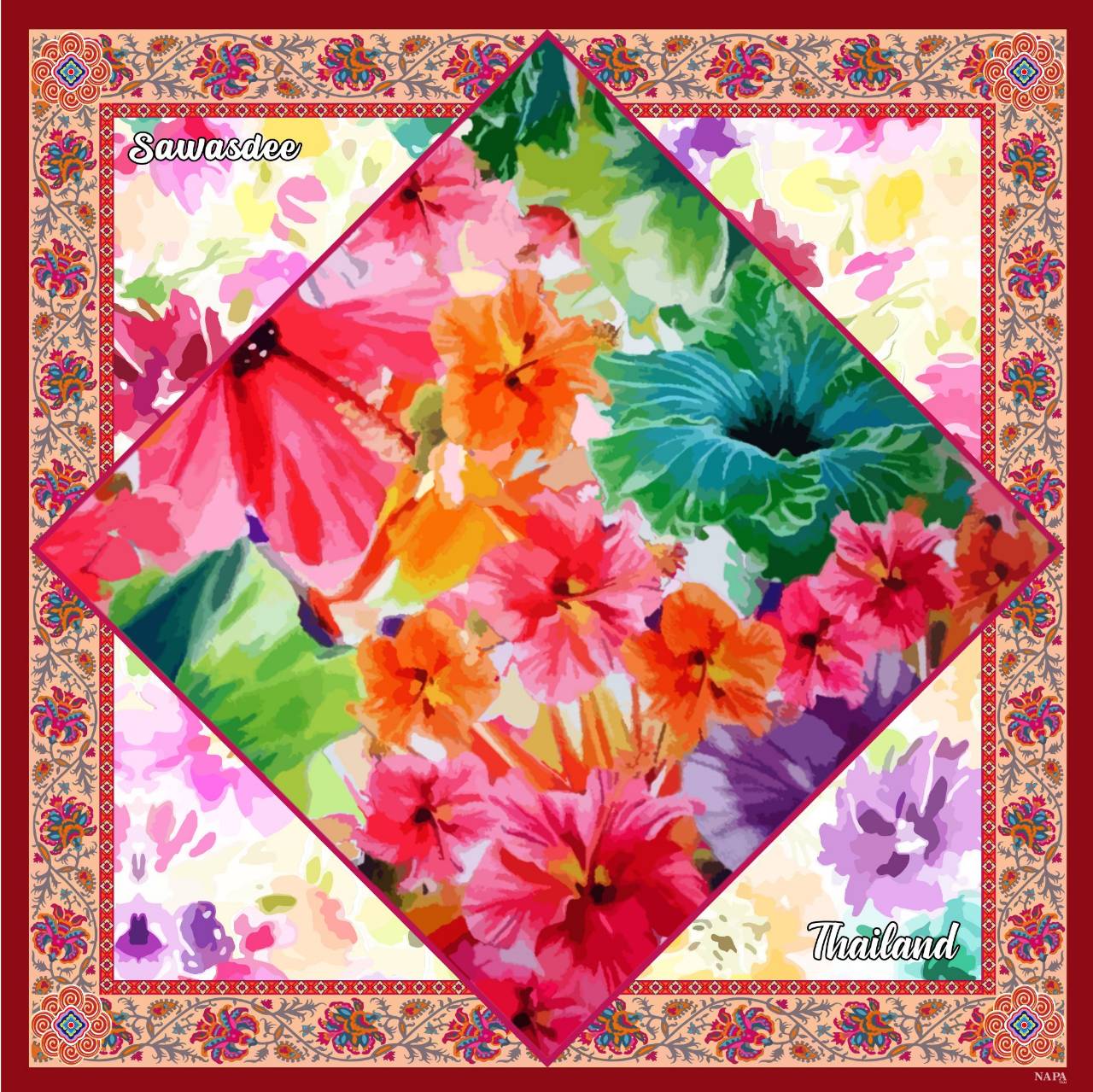 ผ้าคลุมไหล่ลายรอยัลไทยอาร์ต – royal thai art ขนาด 100 × 100 ซม. clone ผ้าคลุมไหล่ลายรอยัลไทยอาร์ต – royal thai art ขนาด 100 × 100 ซม. clone